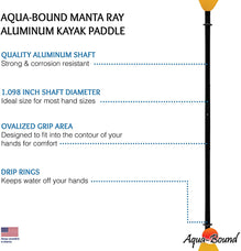 AQUA-BOUND MANTA RAY ALUMINUM KAYAK PADDLE