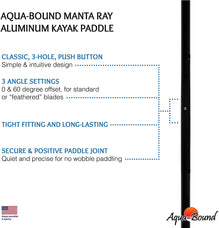 AQUA-BOUND MANTA RAY ALUMINUM KAYAK PADDLE
