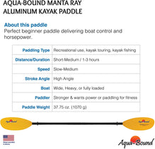 AQUA-BOUND MANTA RAY ALUMINUM KAYAK PADDLE