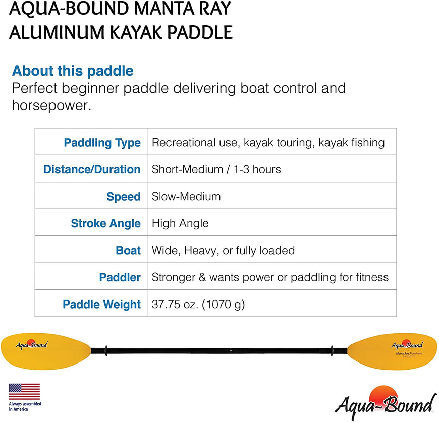 AQUA-BOUND MANTA RAY ALUMINUM KAYAK PADDLE