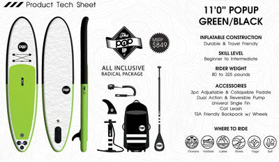 POP Board 11' POPUP Inflatable Paddleboard 18