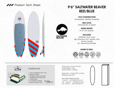 POP Board 9’6” Saltwater Beaver Surfing SUP 6
